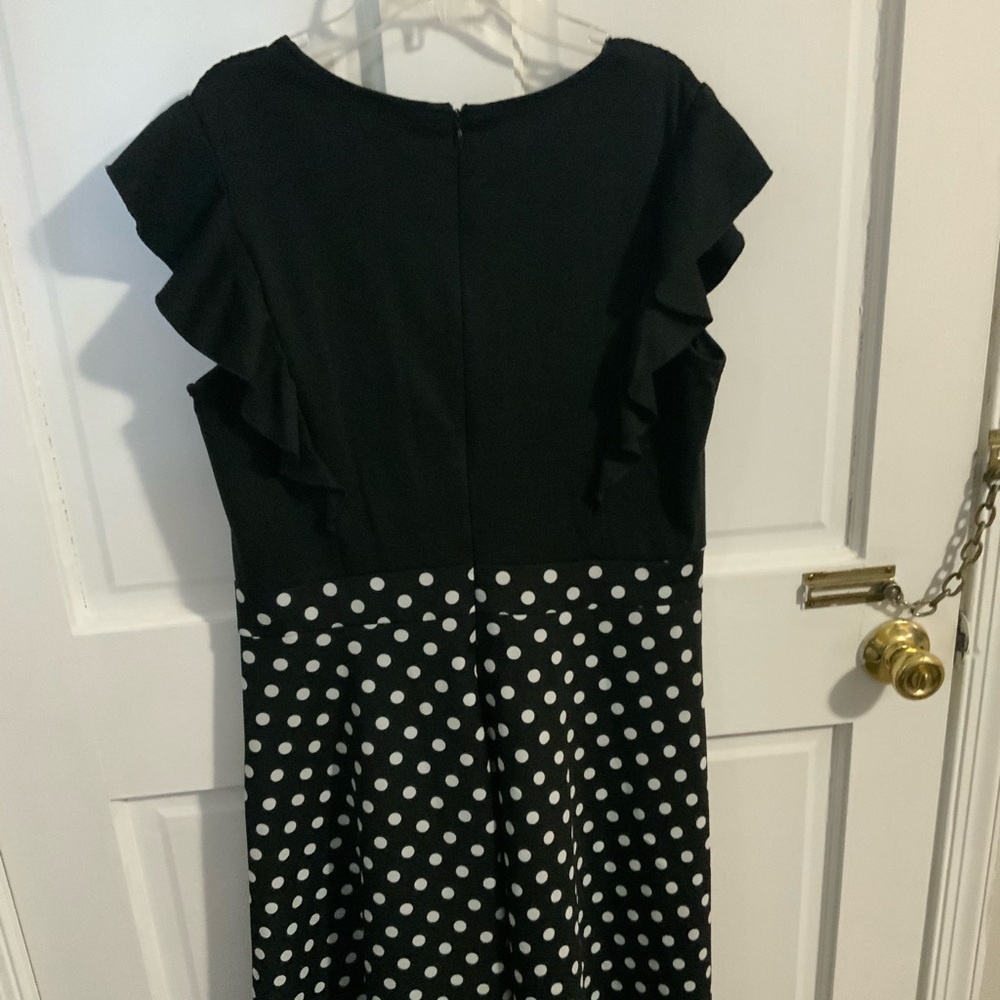 Black A-Line Dress with Dots